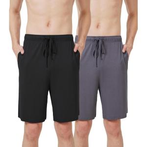 image:imageWiWi Mens Pajama Shorts Super Soft Lounge Bottoms Bamboo Viscose Cooling Sleep Bottom with Pockets S3XBblackdark Grey