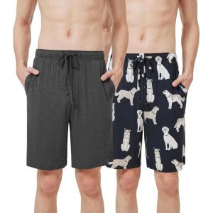 image:imageWiWi Mens Pajama Shorts Super Soft Lounge Bottoms Bamboo Viscose Cooling Sleep Bottom with Pockets S3XBcharcoal Heatherdog