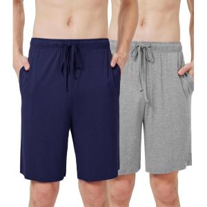 image:imageWiWi Mens Pajama Shorts Super Soft Lounge Bottoms Bamboo Viscose Cooling Sleep Bottom with Pockets S3XBnavyheather Grey