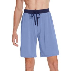 image:imageWiWi Mens Pajama Shorts Super Soft Lounge Bottoms Bamboo Viscose Cooling Sleep Bottom with Pockets S3XDfog Blue