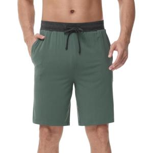image:imageWiWi Mens Pajama Shorts Super Soft Lounge Bottoms Bamboo Viscose Cooling Sleep Bottom with Pockets S3XDmoss Green