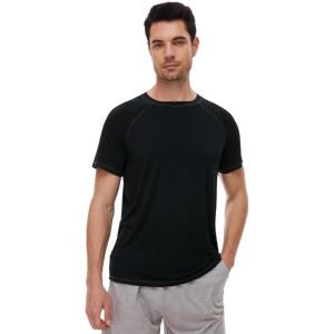 image:imageWiWi Mens TShirts Classic Soft Tee Viscose from Bamboo Loungewear Lightweight Short Sleeves Pajama Sleep Shirt SXXLDblack