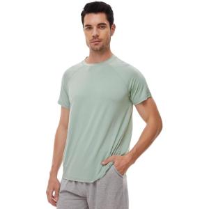 image:imageWiWi Mens TShirts Classic Soft Tee Viscose from Bamboo Loungewear Lightweight Short Sleeves Pajama Sleep Shirt SXXLDcameo Green