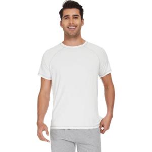 image:imageWiWi Mens TShirts Classic Soft Tee Viscose from Bamboo Loungewear Lightweight Short Sleeves Pajama Sleep Shirt SXXLDraw White