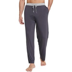image:imageWiWi Viscose from Bamboo Mens Pajama Pants Soft Lounge Bottoms Sweatpants Sleep Pant Drawstring with Pockets SXXLAdark GreyLight Heather Grey