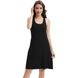 image:imageWiWi Viscose from Bamboo Tank Nightgown for Women Super Soft Summer Sleeveless Cooling Sleep Shirts SXXLDblack
