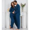 image:imageWiWi Couples Pajamas Set Women amp Men Super Soft Long Sleeve Sleepwear 1Pack Cool Bamboo Viscose PJs Set with Pockets SXXLInk Blue