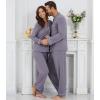 image:imageWiWi Couples Pajamas Set Women amp Men Super Soft Long Sleeve Sleepwear 1Pack Cool Bamboo Viscose PJs Set with Pockets SXXLPurplish Grey