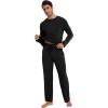image:imageWiWi Mens Pajamas Set Viscose from Bamboo Long Sleeve Sleepwear Knit Nightwear 2 Pieces Loungewear Sets with Pants SXXLBblack