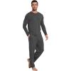 image:imageWiWi Mens Pajamas Set Viscose from Bamboo Long Sleeve Sleepwear Knit Nightwear 2 Pieces Loungewear Sets with Pants SXXLBcharcoal Heather