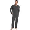 image:imageWiWi Mens Pajamas Set Viscose from Bamboo Long Sleeve Sleepwear Knit Nightwear 2 Pieces Loungewear Sets with Pants SXXLBcharcoal Heather
