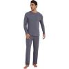image:imageWiWi Mens Pajamas Set Viscose from Bamboo Long Sleeve Sleepwear Knit Nightwear 2 Pieces Loungewear Sets with Pants SXXLBdark Grey