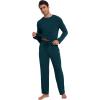image:imageWiWi Mens Pajamas Set Viscose from Bamboo Long Sleeve Sleepwear Knit Nightwear 2 Pieces Loungewear Sets with Pants SXXLBdeep Teal