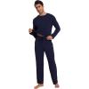 image:imageWiWi Mens Pajamas Set Viscose from Bamboo Long Sleeve Sleepwear Knit Nightwear 2 Pieces Loungewear Sets with Pants SXXLBnavy