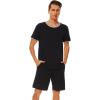 image:imageWiWi Mens Pajamas Set Viscose from Bamboo Short Sleeve Top amp Pajama Shorts Sleepwear Soft Loungewear with Pockets SXXLAblack
