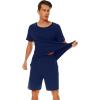 image:imageWiWi Mens Pajamas Set Viscose from Bamboo Short Sleeve Top amp Pajama Shorts Sleepwear Soft Loungewear with Pockets SXXLAdark Blue