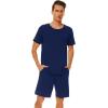 image:imageWiWi Mens Pajamas Set Viscose from Bamboo Short Sleeve Top amp Pajama Shorts Sleepwear Soft Loungewear with Pockets SXXLAdark Blue