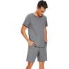image:imageWiWi Mens Pajamas Set Viscose from Bamboo Short Sleeve Top amp Pajama Shorts Sleepwear Soft Loungewear with Pockets SXXLAdark Heather Grey