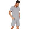 image:imageWiWi Mens Pajamas Set Viscose from Bamboo Short Sleeve Top amp Pajama Shorts Sleepwear Soft Loungewear with Pockets SXXLAheather Grey