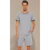 image:imageWiWi Mens Pajamas Set Viscose from Bamboo Short Sleeve Top amp Pajama Shorts Sleepwear Soft Loungewear with Pockets SXXLAheather Grey