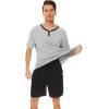 image:imageWiWi Mens Pajamas Set Viscose from Bamboo Short Sleeve Top amp Pajama Shorts Sleepwear Soft Loungewear with Pockets SXXLBash GreyBlack