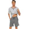 image:imageWiWi Mens Pajamas Set Viscose from Bamboo Short Sleeve Top amp Pajama Shorts Sleepwear Soft Loungewear with Pockets SXXLBash GreyDark Heather Grey