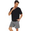 image:imageWiWi Mens Pajamas Set Viscose from Bamboo Short Sleeve Top amp Pajama Shorts Sleepwear Soft Loungewear with Pockets SXXLBblackDark Heather Grey
