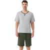 image:imageWiWi Mens Pajamas Set Viscose from Bamboo Short Sleeve Top amp Pajama Shorts Sleepwear Soft Loungewear with Pockets SXXLBlight Heather GreyDark Fence Green