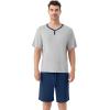 image:imageWiWi Mens Pajamas Set Viscose from Bamboo Short Sleeve Top amp Pajama Shorts Sleepwear Soft Loungewear with Pockets SXXLBlight Heather GreyDeep Blue