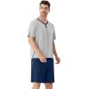 image:imageWiWi Mens Pajamas Set Viscose from Bamboo Short Sleeve Top amp Pajama Shorts Sleepwear Soft Loungewear with Pockets SXXLBlight Heather GreyDeep Blue