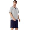 image:imageWiWi Mens Pajamas Set Viscose from Bamboo Short Sleeve Top amp Pajama Shorts Sleepwear Soft Loungewear with Pockets SXXLBlight Heather GreyNavy