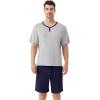 image:imageWiWi Mens Pajamas Set Viscose from Bamboo Short Sleeve Top amp Pajama Shorts Sleepwear Soft Loungewear with Pockets SXXLBlight Heather GreyNavy