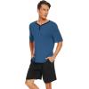 image:imageWiWi Mens Pajamas Set Viscose from Bamboo Short Sleeve Top amp Pajama Shorts Sleepwear Soft Loungewear with Pockets SXXLBprussian BlueBlack