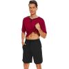 image:imageWiWi Mens Pajamas Set Viscose from Bamboo Short Sleeve Top amp Pajama Shorts Sleepwear Soft Loungewear with Pockets SXXLBwine RedBlack