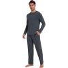 image:imageWiWi Mens Pajamas Set Viscose from Bamboo Long Sleeve Sleepwear Knit Nightwear 2 Pieces Loungewear Sets with Pants SXXLBmidnight Blue