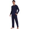image:imageWiWi Mens Pajamas Set Viscose from Bamboo Long Sleeve Sleepwear Knit Nightwear 2 Pieces Loungewear Sets with Pants SXXLBnavy