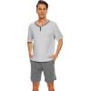 image:imageWiWi Mens Pajamas Set Viscose from Bamboo Short Sleeve Top amp Pajama Shorts Sleepwear Soft Loungewear with Pockets SXXLBash GreyDark Heather Grey