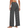 image:imageWiWi Pajama Pants for Women Bamboo Viscose Super Soft Bottoms Plus Size Cooling Wide Leg Casual Lounge Yoga Sweatpants S4XAblack White Stripe