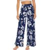 image:imageWiWi Pajama Pants for Women Bamboo Viscose Super Soft Bottoms Plus Size Cooling Wide Leg Casual Lounge Yoga Sweatpants S4XAnavy Floral