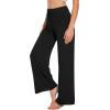 image:imageWiWi Pajama Pants for Women Bamboo Viscose Super Soft Bottoms Plus Size Cooling Wide Leg Casual Lounge Yoga Sweatpants S4XBsolid Black