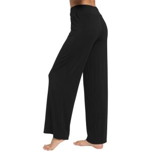 image:imageWiWi Pajama Pants for Women Bamboo Viscose Super Soft Bottoms Plus Size Cooling Wide Leg Casual Lounge Yoga Sweatpants S4XAblack