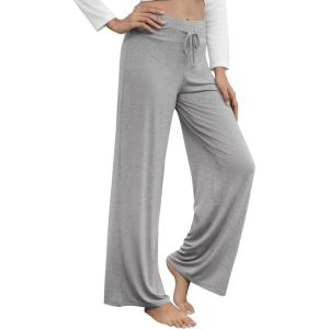 image:imageWiWi Pajama Pants for Women Bamboo Viscose Super Soft Bottoms Plus Size Cooling Wide Leg Casual Lounge Yoga Sweatpants S4XAheather Grey