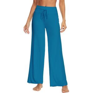 image:imageWiWi Pajama Pants for Women Bamboo Viscose Super Soft Bottoms Plus Size Cooling Wide Leg Casual Lounge Yoga Sweatpants S4XAteal Blue