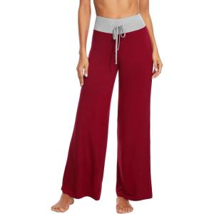 image:imageWiWi Pajama Pants for Women Bamboo Viscose Super Soft Bottoms Plus Size Cooling Wide Leg Casual Lounge Yoga Sweatpants S4XAwine RedLight Heather Grey