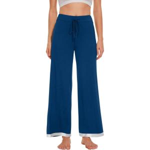 image:imageWiWi Pajama Pants for Women Bamboo Viscose Super Soft Bottoms Plus Size Cooling Wide Leg Casual Lounge Yoga Sweatpants S4XBink Blue