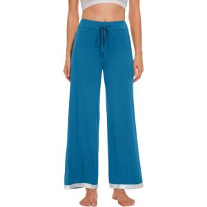 image:imageWiWi Pajama Pants for Women Bamboo Viscose Super Soft Bottoms Plus Size Cooling Wide Leg Casual Lounge Yoga Sweatpants S4XBteal Blue