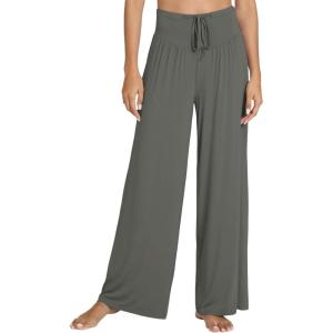image:imageWiWi Pajama Pants for Women Bamboo Viscose Super Soft Bottoms Plus Size Cooling Wide Leg Casual Lounge Yoga Sweatpants S4XDcharcoal