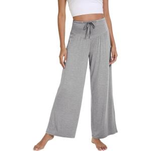 image:imageWiWi Pajama Pants for Women Bamboo Viscose Super Soft Bottoms Plus Size Cooling Wide Leg Casual Lounge Yoga Sweatpants S4XDheather Grey