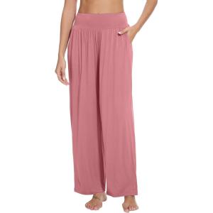 image:imageWiWi Pajama Pants for Women Bamboo Viscose Super Soft Bottoms Plus Size Cooling Wide Leg Casual Lounge Yoga Sweatpants S4XEdusty Rose