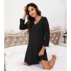 image:imageWiWi Nightgowns for Women Bamboo Viscose Cooling Sleepwear Super Soft Satin V Neck Sleepshirts Long Sleeve Nightshirt S4XAblack